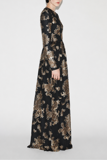 AMANDA GOWN BLACK/GOLD NOVELTY