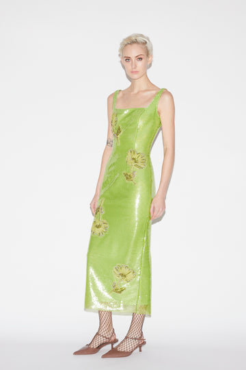 MARILYN DRESS LIME SEQUINS