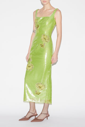 MARILYN DRESS LIME SEQUINS