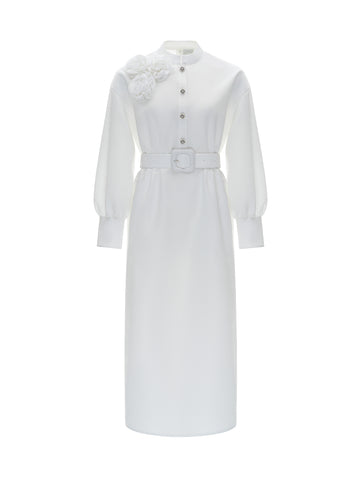ADA MIDI DRESS WHITE JAPANESE FAILLE *PRE-ORDER*
