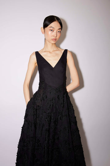 MARIANELA DRESS BLACK EMBROIDERED COTTON