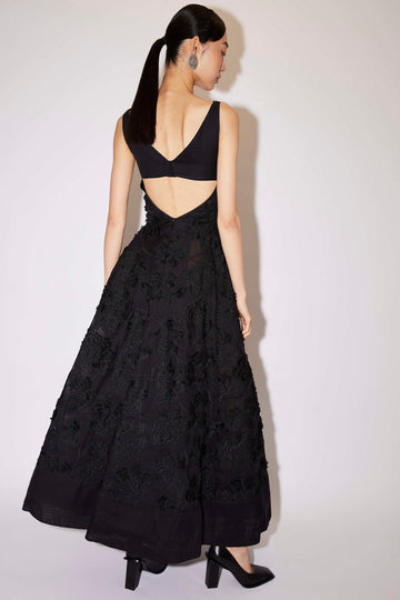MARIANELA DRESS BLACK EMBROIDERED COTTON