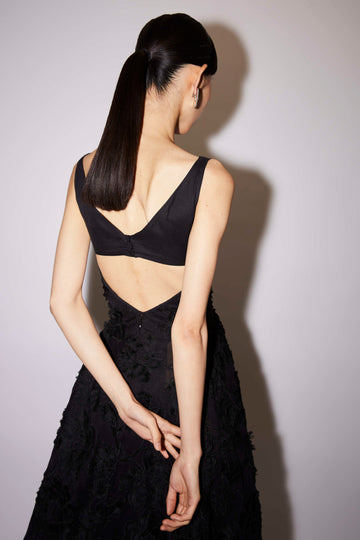 MARIANELA DRESS BLACK EMBROIDERED COTTON