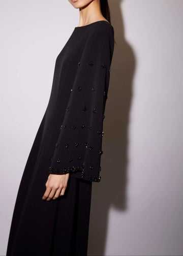 CLOVER GOWN BLACK EMBELLISHED CREPE