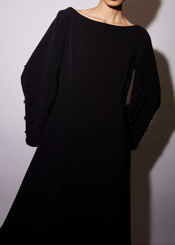 CLOVER GOWN BLACK EMBELLISHED CREPE