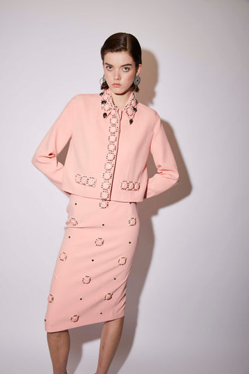 HELENE JACKET APRICOT BLUSH EMBELLISHED CREPE