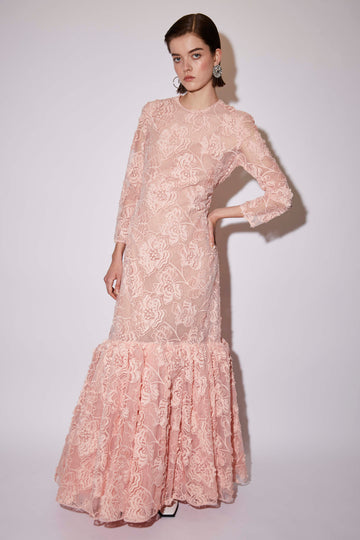 LORELEI GOWN PINK EMBROIDERED TULLE