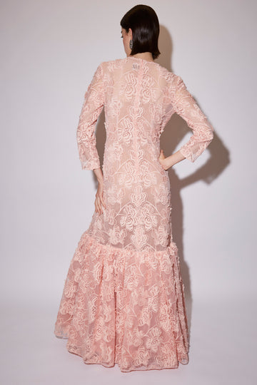 LORELEI GOWN PINK EMBROIDERED TULLE