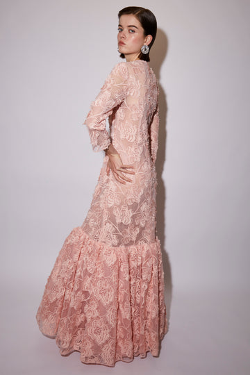 LORELEI GOWN PINK EMBROIDERED TULLE