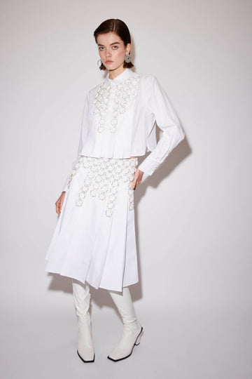 MANIYA SHIRT WHITE EMBELLISHED COTTON