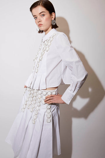 MANIYA SHIRT WHITE EMBELLISHED COTTON