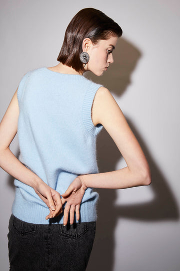 RUMER VEST SKY BLUE KNIT