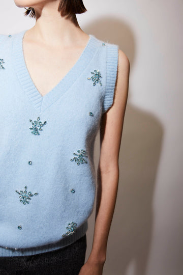 RUMER VEST SKY BLUE KNIT