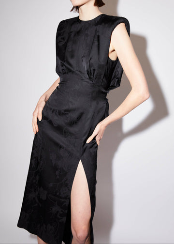 DAFFODIL DRESS BLACK JACQUARD