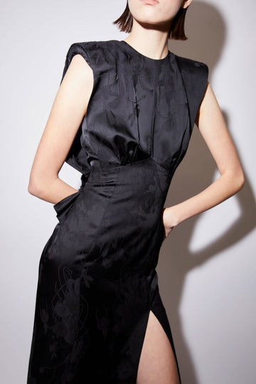 DAFFODIL DRESS BLACK JACQUARD