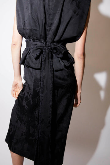DAFFODIL DRESS BLACK JACQUARD