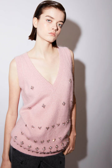 RUMER VEST BALLET PINK KNIT