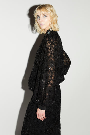 FLYNN JACKET BLACK EMBROIERED TULLE