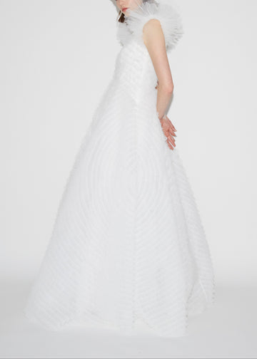FLORIA GOWN WHITE EMBROIDERED TULLE