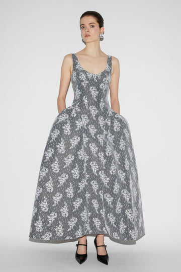 FRANCINE DRESS BONDED LACE MESH BLACK AND WHITE