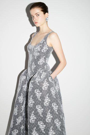 FRANCINE DRESS BONDED LACE MESH BLACK AND WHITE