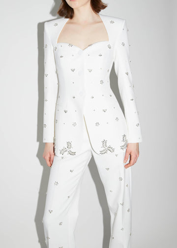 KIM JACKET WHITE EMBELLISHED CREPE