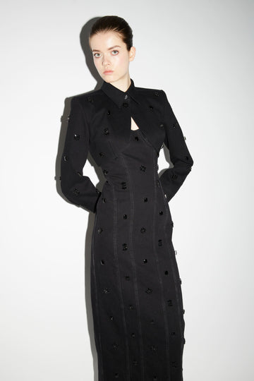 ELLA CROP JACKET BLACK EMBELLISHED DENIM