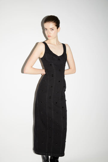 ROSEMARY DRESS BLACK EMBELLISHED DENIM