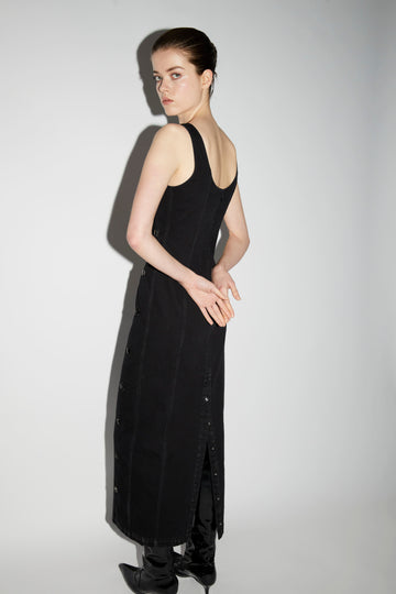 ROSEMARY DRESS BLACK EMBELLISHED DENIM