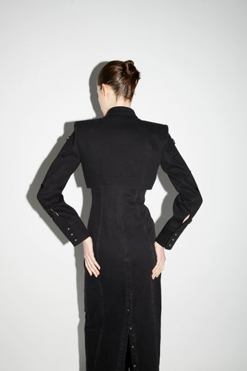 ELLA CROP JACKET BLACK EMBELLISHED DENIM