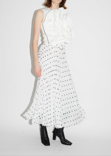 ARBOR SKIRT WHITE BLACK POLKA DOT VOILE