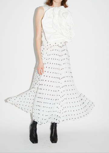 ARBOR SKIRT WHITE BLACK POLKA DOT VOILE