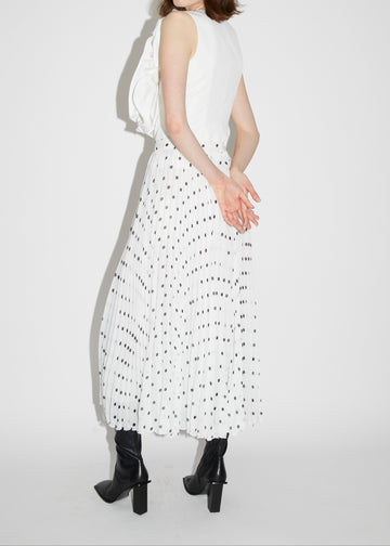 ARBOR SKIRT WHITE BLACK POLKA DOT VOILE