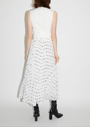 ARBOR SKIRT WHITE BLACK POLKA DOT VOILE