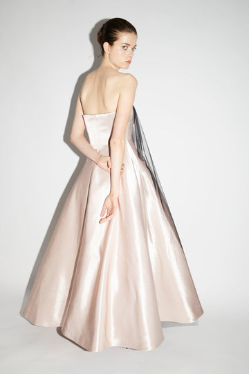GAIL DRESS ROSE SATIN AND EMBELLISHED TULLE