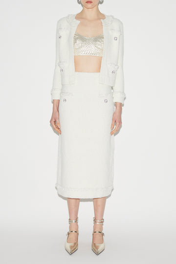 ESTHER SKIRT WHITE KNIT BOUCLE
