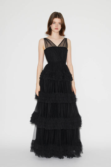 CAITLIN GOWN BLACK TULLE