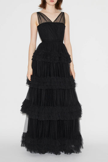 CAITLIN GOWN BLACK TULLE