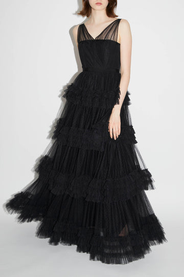 CAITLIN GOWN BLACK TULLE