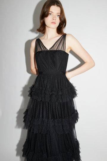 CAITLIN GOWN BLACK TULLE