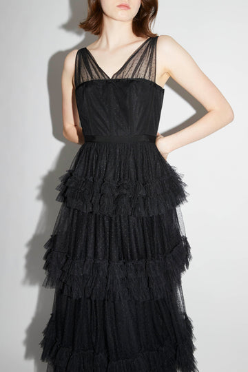 CAITLIN GOWN BLACK TULLE