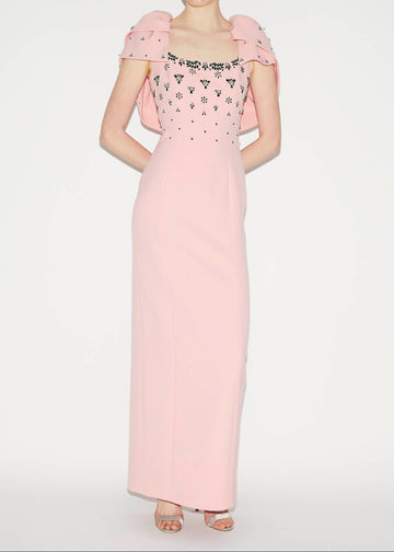 ADELAIDE GOWN PINK QUARTZ EMBELLISHED CREPE