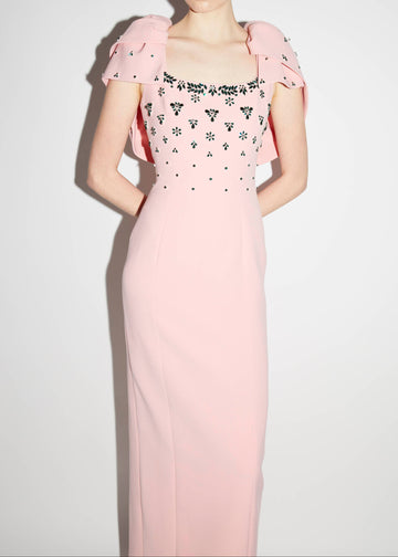 ADELAIDE GOWN PINK QUARTZ EMBELLISHED CREPE