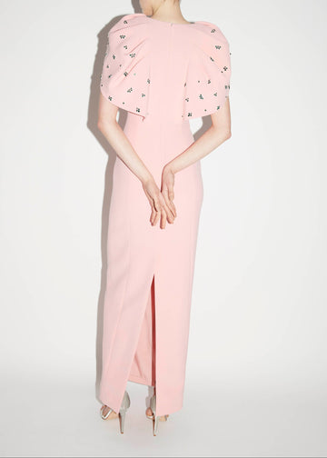 ADELAIDE GOWN PINK QUARTZ EMBELLISHED CREPE