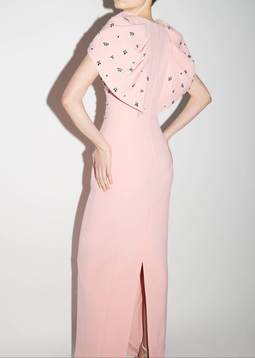 ADELAIDE GOWN PINK QUARTZ EMBELLISHED CREPE