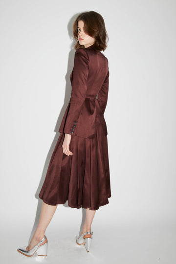 ELLIS SKIRT MAHOGANY WOOL SATIN