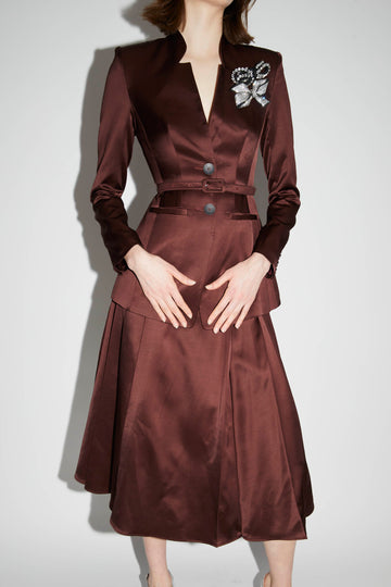 ELLIS SKIRT MAHOGANY WOOL SATIN