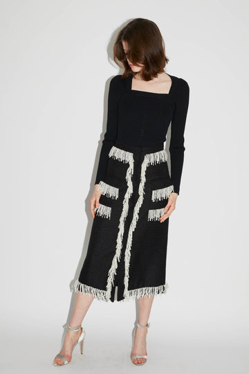 VICTORIA SKIRT TWEED BLACK/WHITE