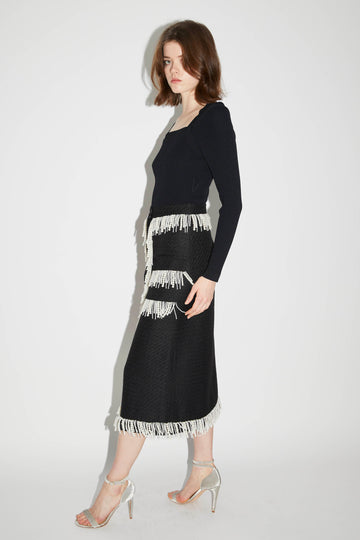 VICTORIA SKIRT TWEED BLACK/WHITE