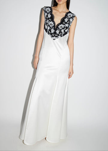 YVONNE GOWN WHITE EMBELLISHED LACE AND SATIN